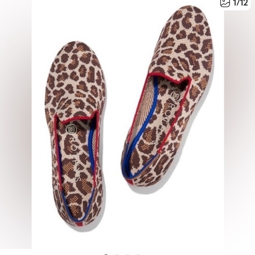 Rothy's The Loafer Mocha Spot Animal Print Washable Flats Excellent size 10.5